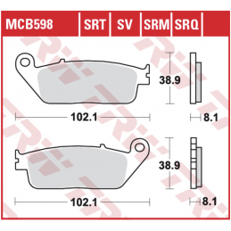 Gesinterde remblokken TRW MCB598SV Street SV voorzijde
