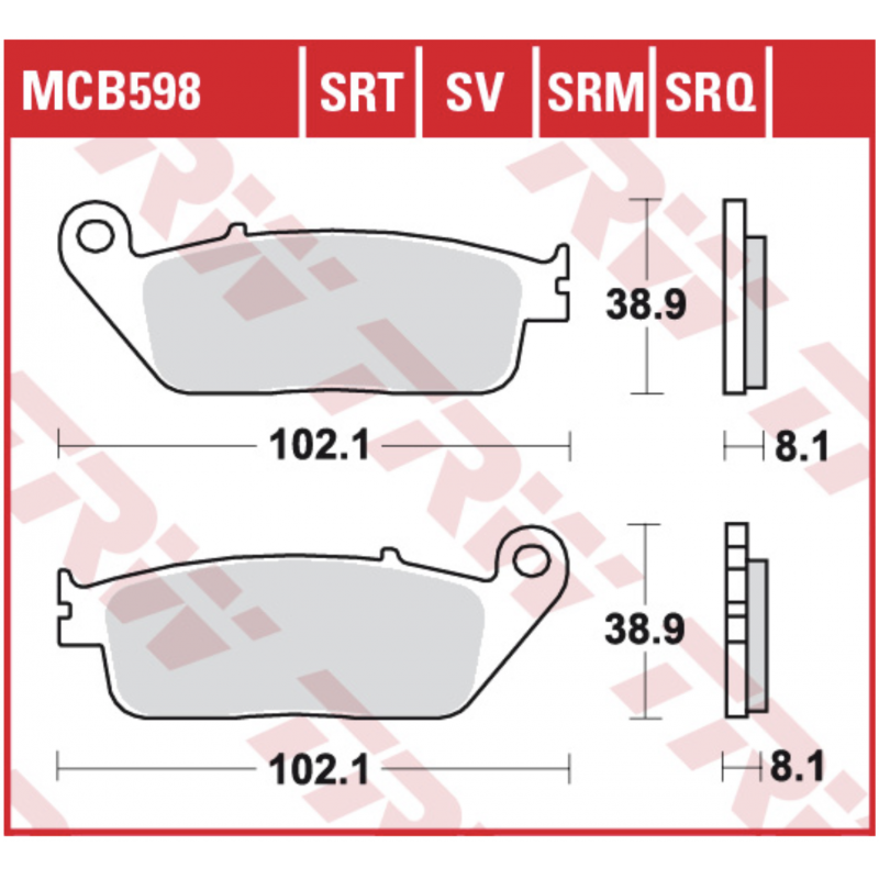 Gesinterde remblokken TRW MCB598SV Street SV voorzijde