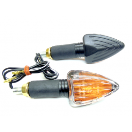 Knipperlichten Set Geribbeld Zwart – Geel Glas | E-keur M8