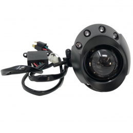 Dual beam fisheye koplamp zwart H1 E-keur Highway Hawk