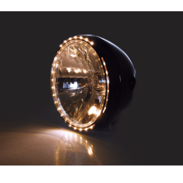 7 inch koplamp zwart LED ring H4 E-keur SHIN YO