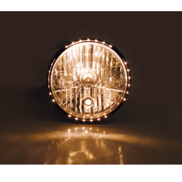 7 inch koplamp zwart LED ring H4 E-keur SHIN YO