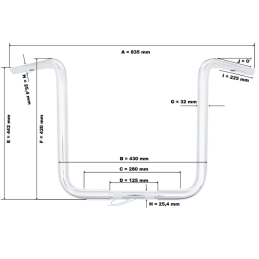 Fat Apehanger motorstuur 32 mm chroom 800 mm Highway Hawk