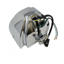 Gothic koplamp chroom H4 12V E-keur Highway Hawk