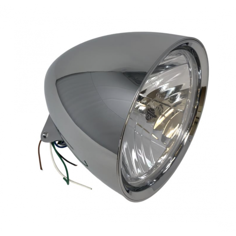 Billet koplamp chroom H4 12V E-keur Highway Hawk