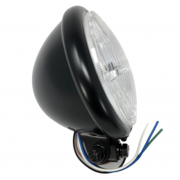 Bates Style koplamp zwart H4 E-keur Highway Hawk