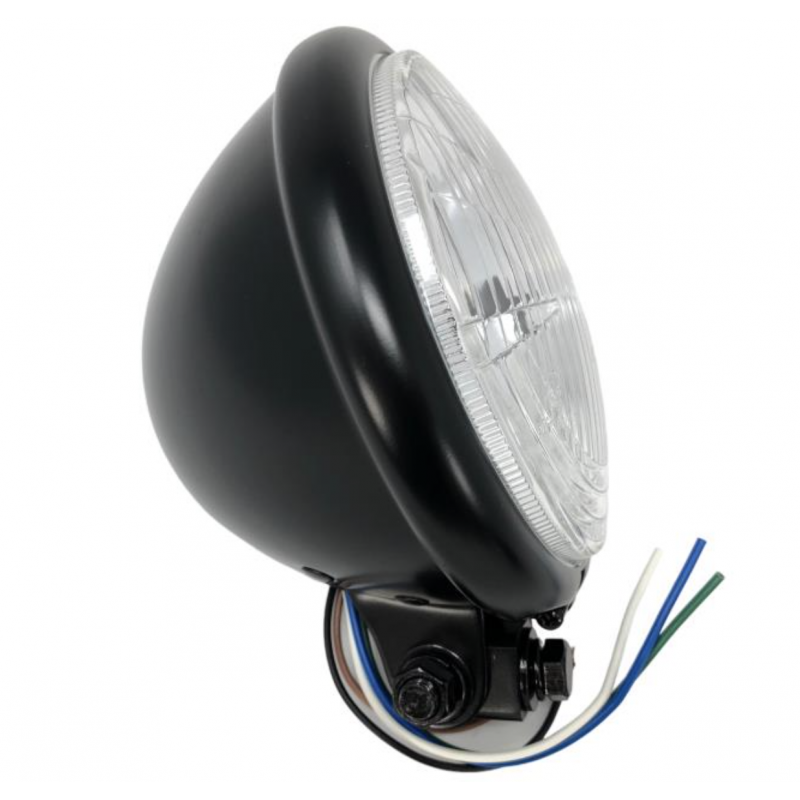 Bates Style koplamp zwart H4 E-keur Highway Hawk