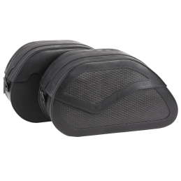 Ledrie Rigid zadeltassen zwart leer basket weave 27L