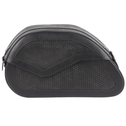 Ledrie Rigid zadeltassen zwart leer basket weave 27L
