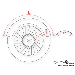 Spatbord "Bobber Rond" voor achterwiel 15" - 17" Ruw Staal