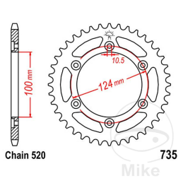 Achtertandwiel JT 735.48 - 520