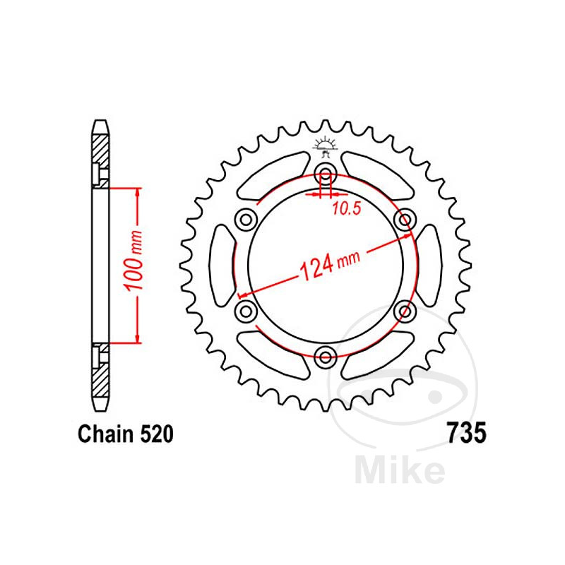 Achtertandwiel JT 735.48 - 520