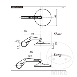 Daytona ronde stuureind spiegel lang CNC Bar-End