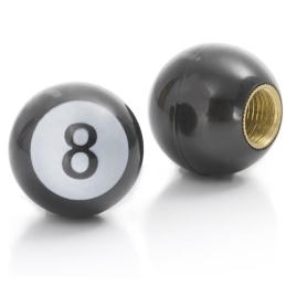Ventieldoppen "8 Ball" zwart 2 stuks voor Motorfiets en Auto