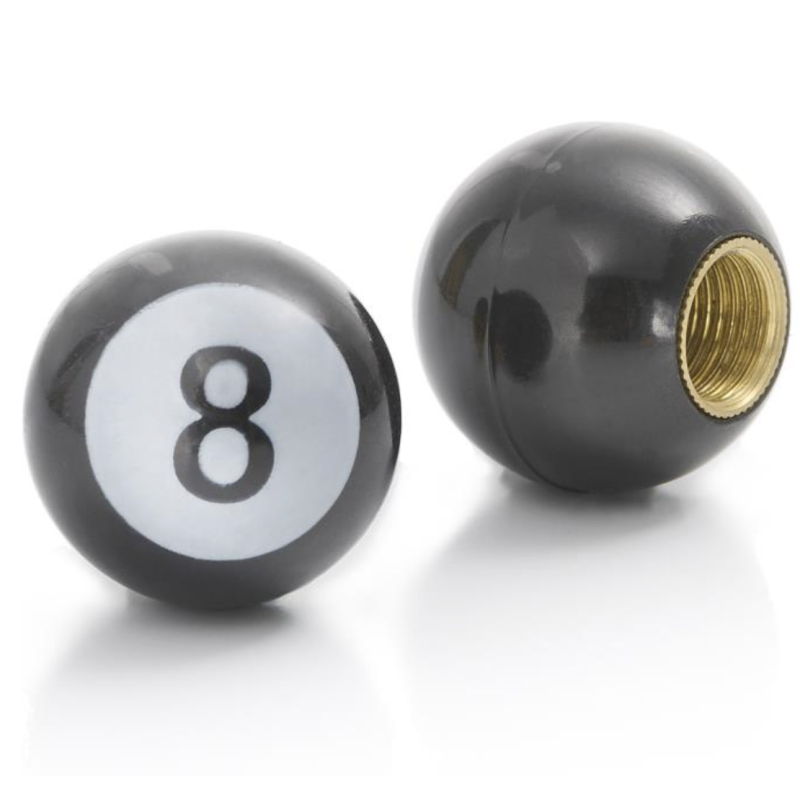 Ventieldoppen "8 Ball" zwart 2 stuks voor Motorfiets en Auto