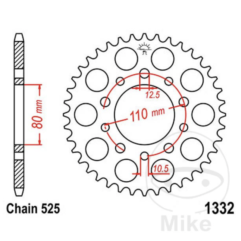 Achtertandwiel JT 1332.44 525 44T