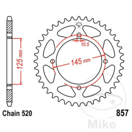 Achtertandwiel JT 857.47 520 47T staal JT Sprockets