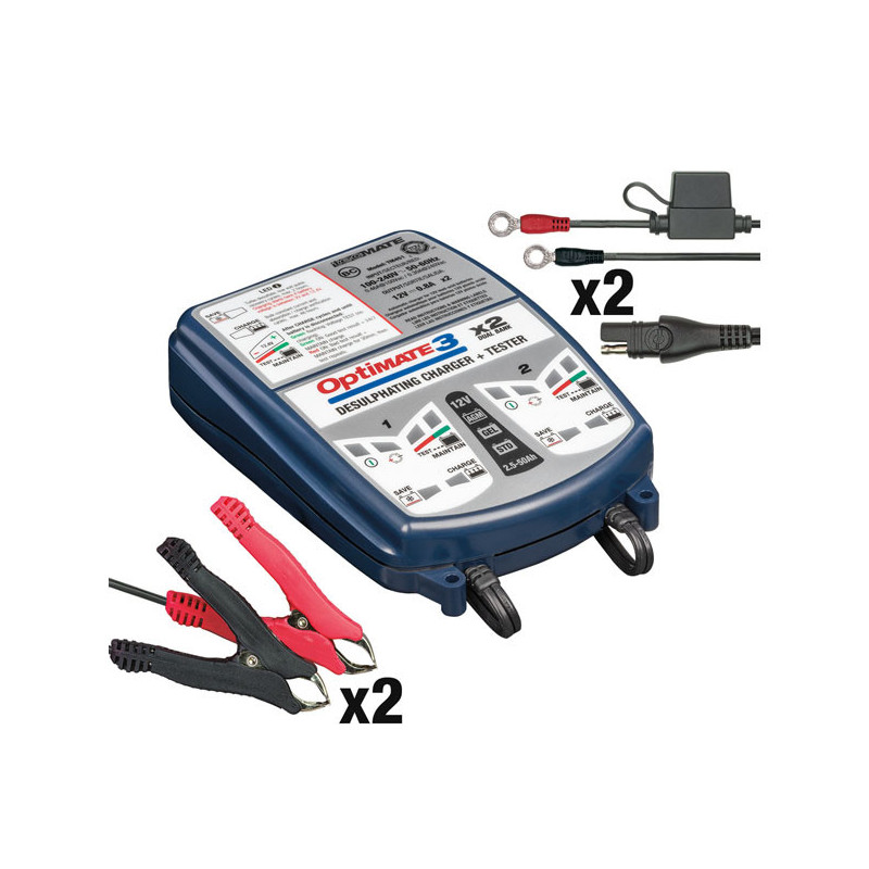 Tecmate OptiMATE 3 x 2 dubbele acculader