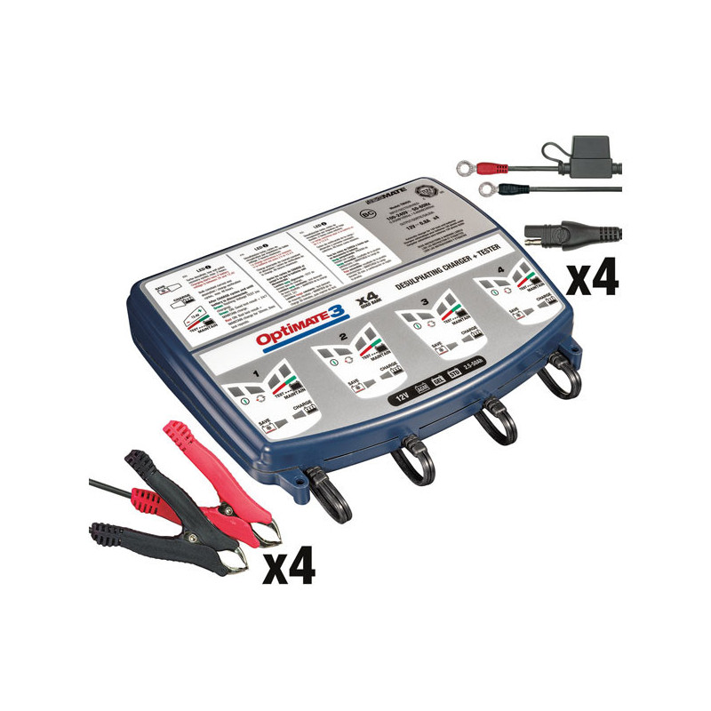 Tecmate OptiMATE 3 x 4-bank acculader