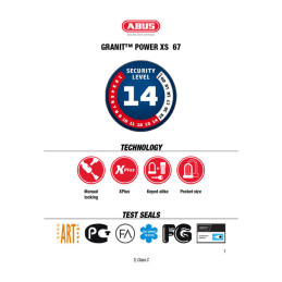 Abus Granit Power XS 67 remschijfslot geel