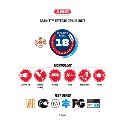 Abus 8077 Granit Detecto XPlus 2.0 remschijfslot rood