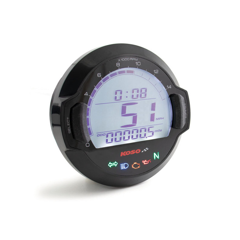Digitale snelheidsmeter toerenteller Koso D64 DL-03SR zwart