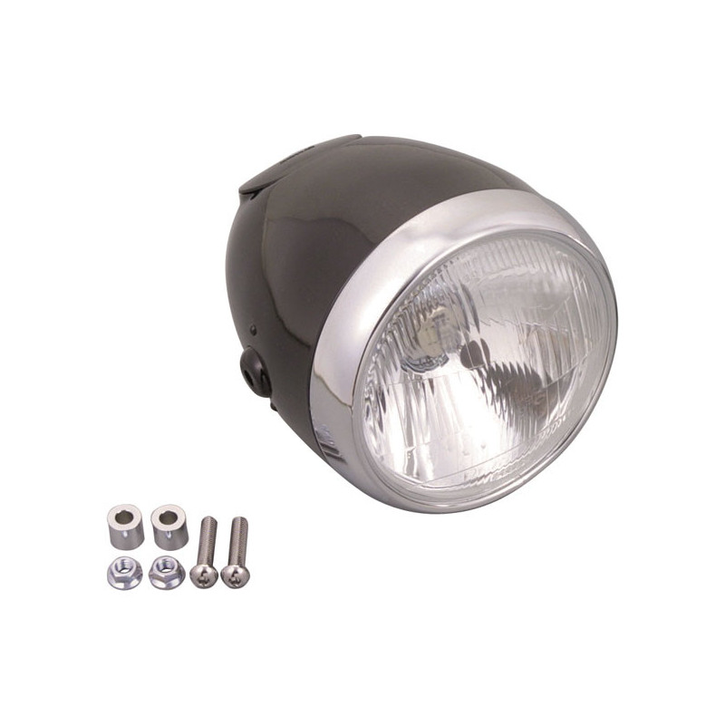 Koplamp 14,6 cm Daytona Vintage Zwart Chroom H4 E-keur