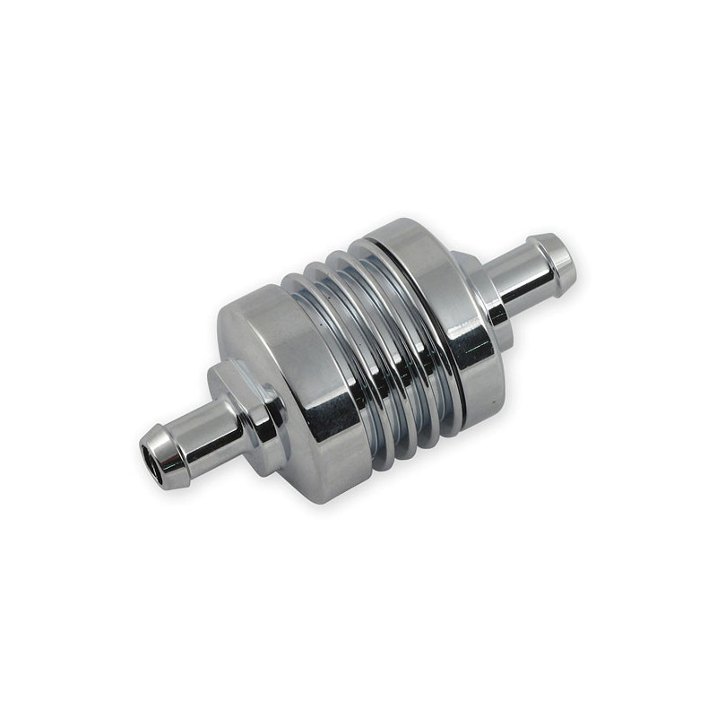 Benzinefilter geribbeld 9,5 mm chroom wasbaar