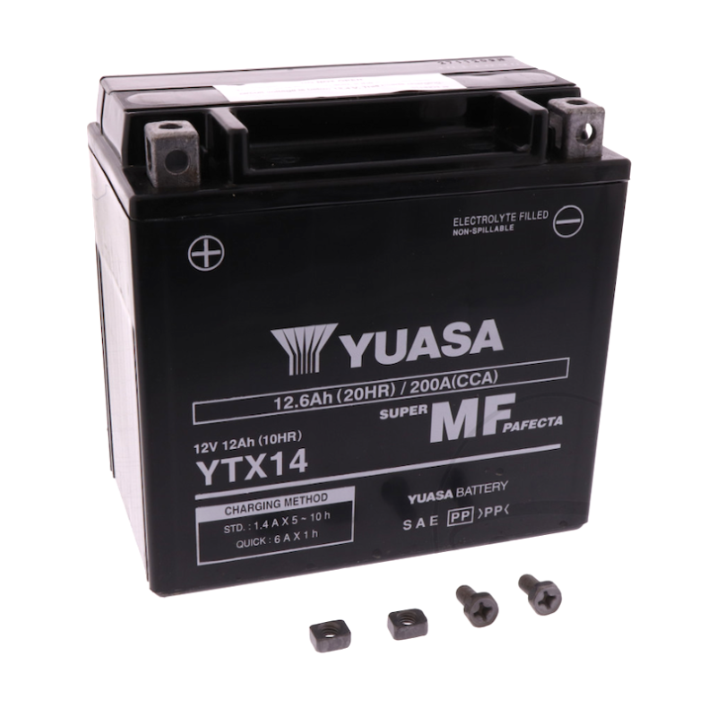 Yuasa YTX14 AGM motoraccu onderhoudsvrij