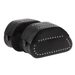 Ledrie Rigid Studded zadeltassen zwart leer 27L