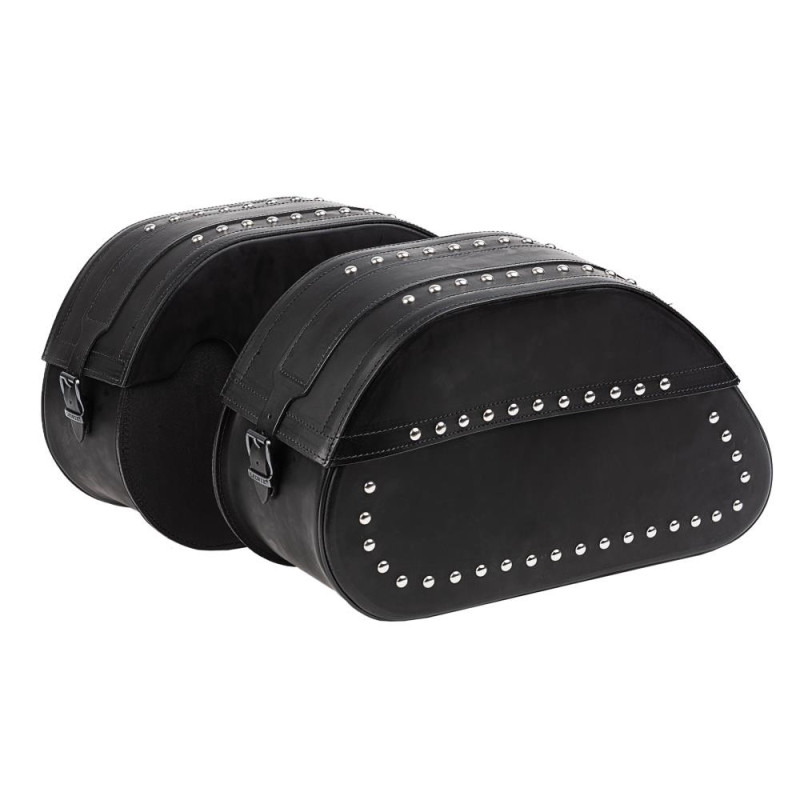 Ledrie Rigid Studded zadeltassen zwart leer 27L