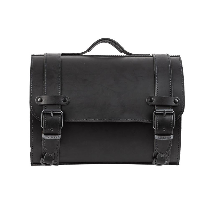 Ledrie Motor Topkoffer Small 26L | Zwart Leer met Gespen