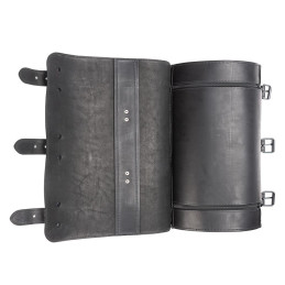 Ledrie Motor Topkoffer Large | Zwart Leer met Gespen