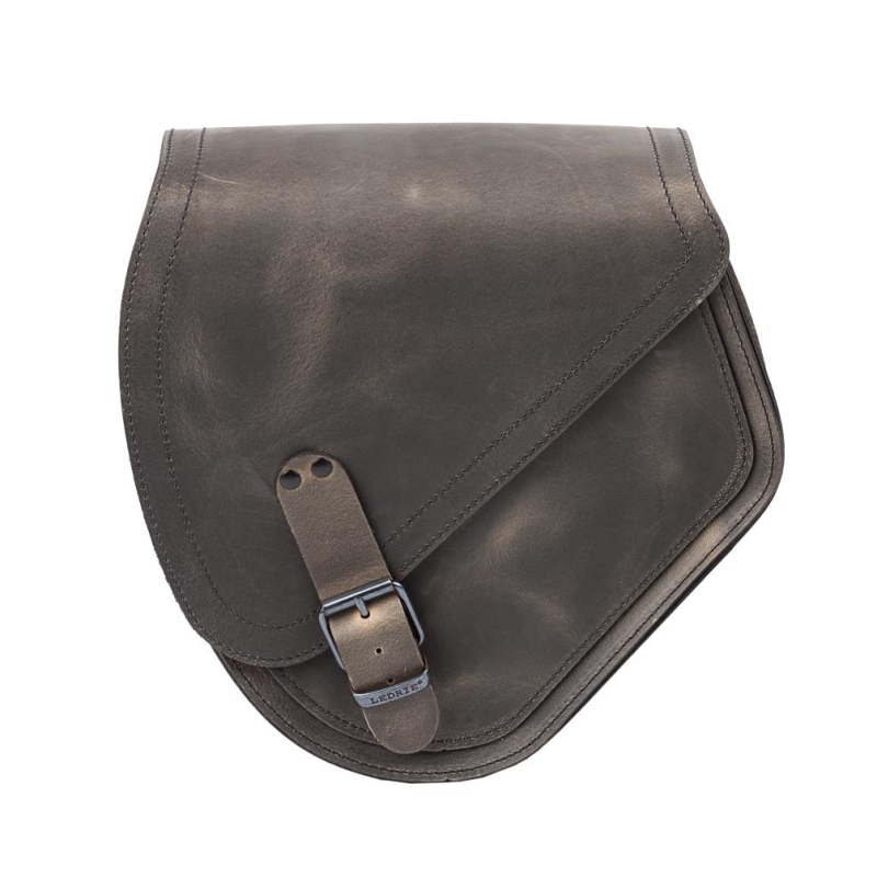 Ledrie achterbrugtas links bruin leer met gespen – Harley-Davidson