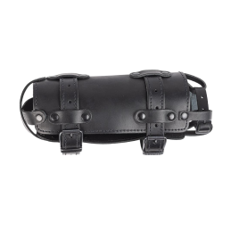 Ledrie swingarm tas links zwart leer 6,5L met fleshouder