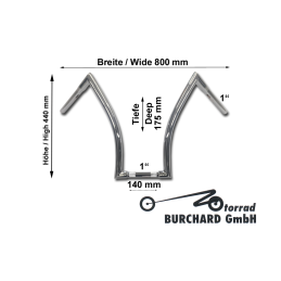 Bad Ape motorstuur 32 mm chroom 800 mm Highway Hawk