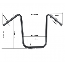Bad Hawk motorstuur 1 inch chroom 760 mm Highway Hawk