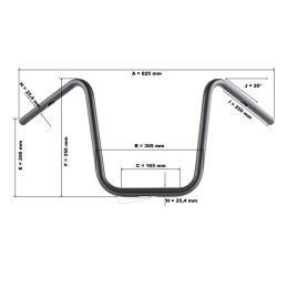 Bad Hawk motorstuur 1 inch chroom 825 mm Highway Hawk