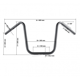 Bad Hawk motorstuur 1 inch mat zwart 825 mm Highway Hawk