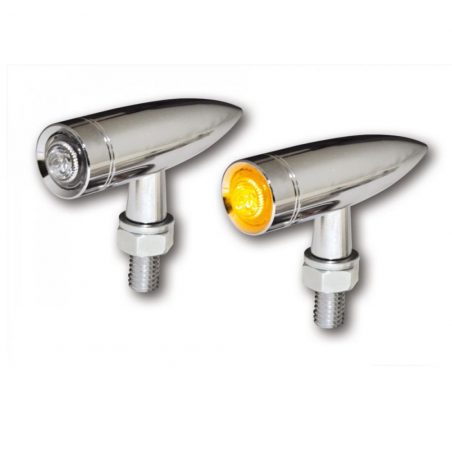 Knipperlicht Highsider "Mono Bullet Long" led met E-keur - Chroom